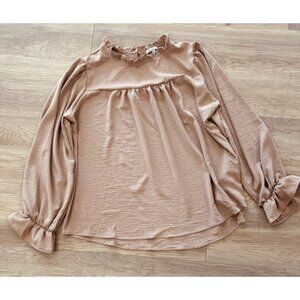 White Burch Woman’s Tan Blouse Long Sleeve Size XL